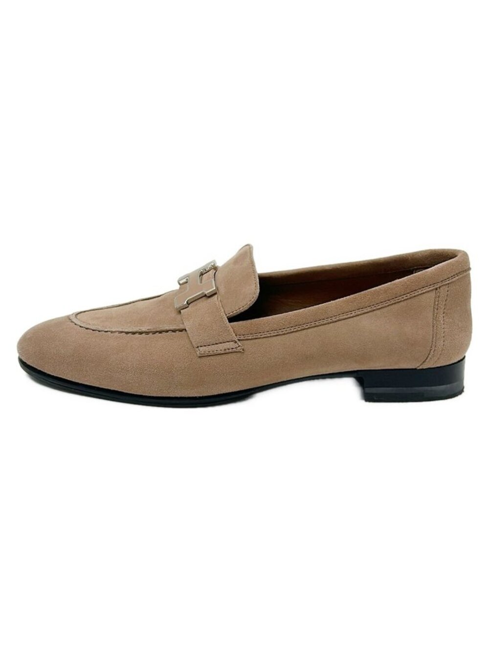 Hermes Loafers Paris Pink Beige H Silver